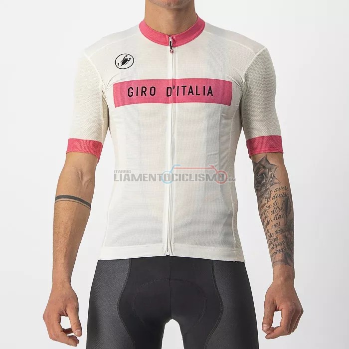 Abbigliamento Ciclismo Giro d'Italia Manica Corta 2022 Rosa Bianco